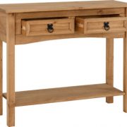 CORONA-2-DRAWER-CONSOLE-TABLE-WITH-SHELF-DISTRESSED-WAXED-PINE-2020-300-304-003-02-400×343
