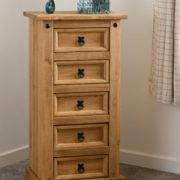 CORONA-5-DRAWER-NARROW-CHEST-DISTRESSED-WAXED-PINE-2020-100-102-026-08-277×400