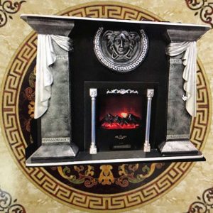 fireplace in charcoal and black