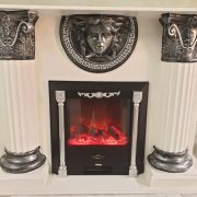 fireplace white and silver