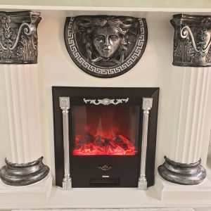 fireplace white and silver