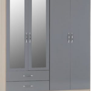 NEVADA-4-DOOR-2-DRAWER-WARDROBE-GREY-GLOSSLIGHT-OAK-EFFECT-VENEER-2019-01-100-101-075-334x400