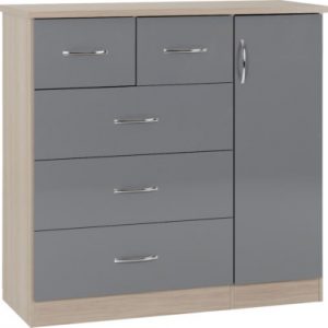 NEVADA-5-DRAWER-LOW-WARDROBE-GREY-GLOSSLIGHT-OAK-EFFECT-VENEER-2020-01-100-101-103-400x395